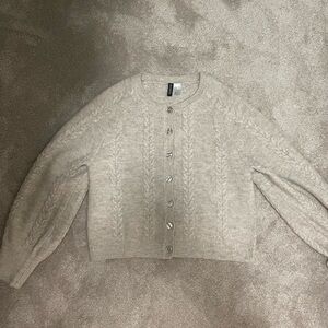 H&M Light Beige Knit Button Up Sweater